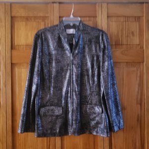 ALFRED DUNNER black faux snake print jacket sz 14 woman's